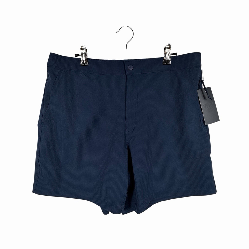 VRST Men’s 6” Resort Shorts Navy Blue Seersucker Wrinkle Resistant Size Large